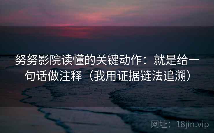 努努影院读懂的关键动作：就是给一句话做注释（我用证据链法追溯）